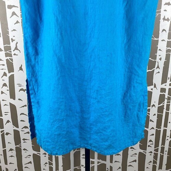 IVY 100% Linen Maxi Skirt Side Split w Pockets Turquoise XL - Picture 3 of 11